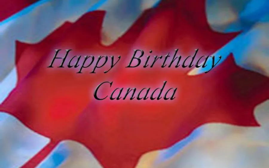 帶有「Happy Birthday Canada」文字的加拿大國旗,用於國家慶祝活動。