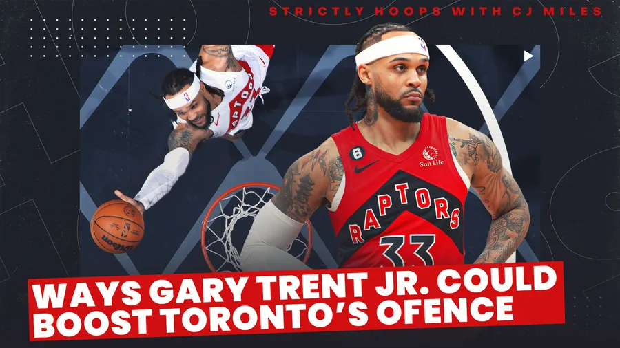 多倫多速龍籃球運動員Gary Trent Jr.在比賽中行動。