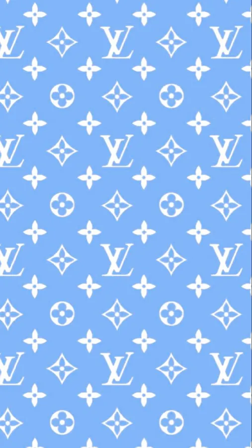 帶有白色路易威登字母組合圖案的藍色壁紙。