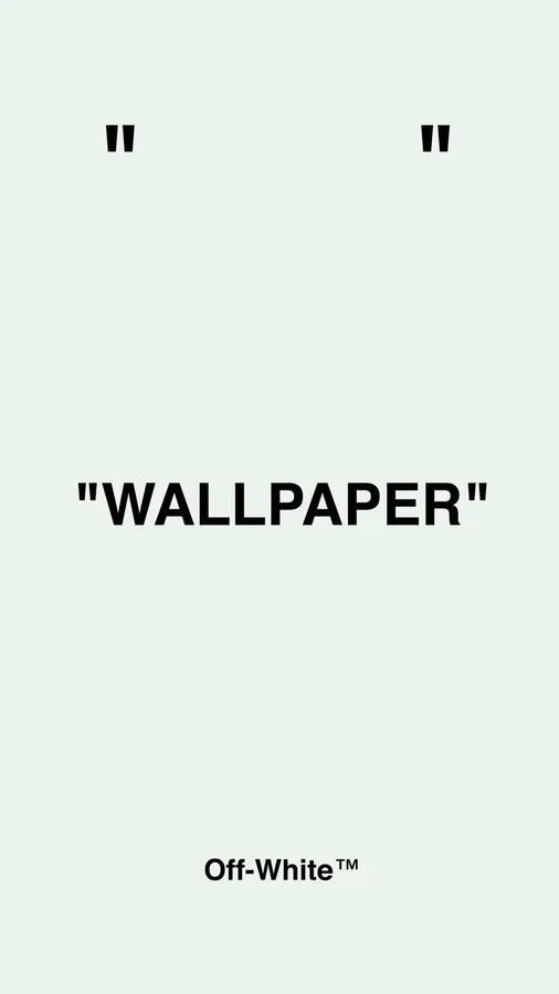 米白色背景上的粗體黑色文字顯示wallpaper和Off-White商標。