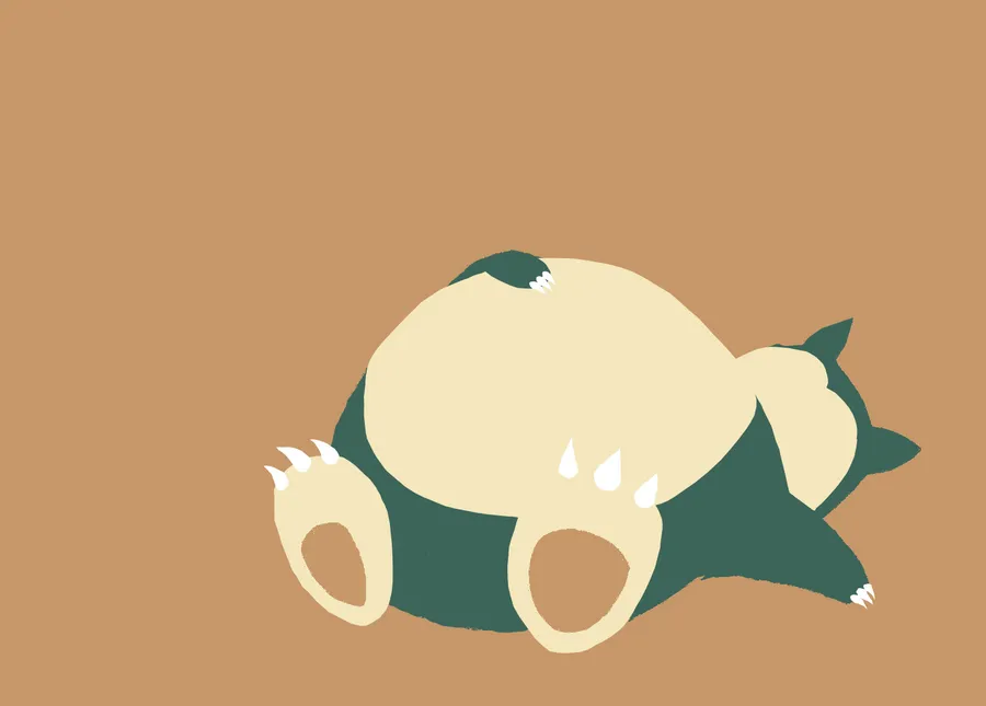 一隻以極簡平面插圖風格睡覺的 Snorlax 寶可夢。
