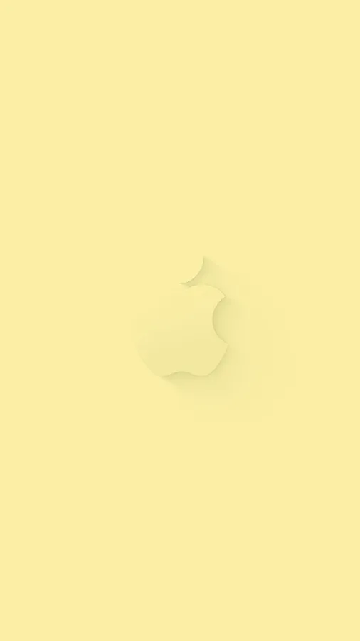 Apple標誌置中於淡黃色極簡背景上