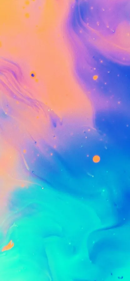 流體抽象藝術,帶有旋轉的色彩和類似宇宙塵埃的發光斑點。