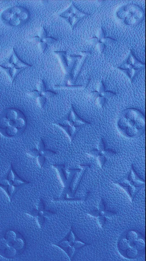 帶有壓印路易威登字母組合圖案的藍色皮革。