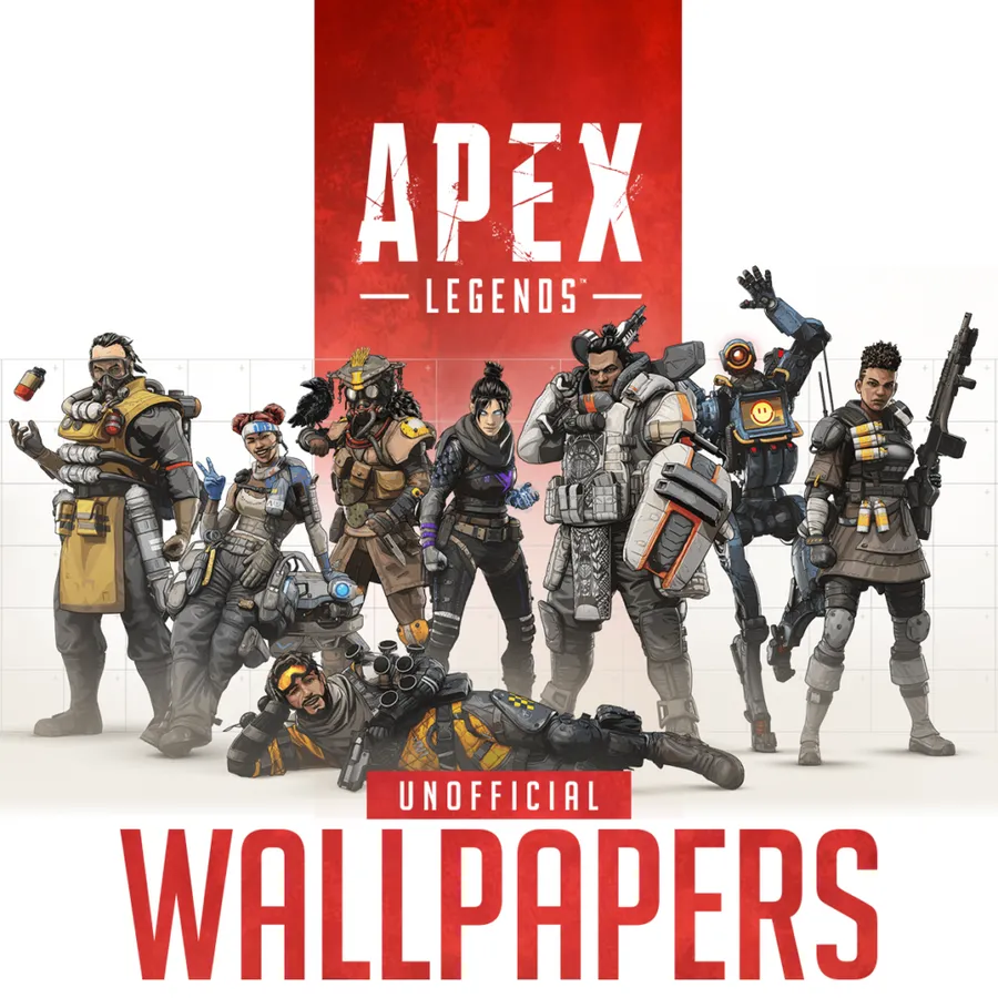 七個Apex Legends角色穿著戰鬥裝備為壁紙擺姿勢。