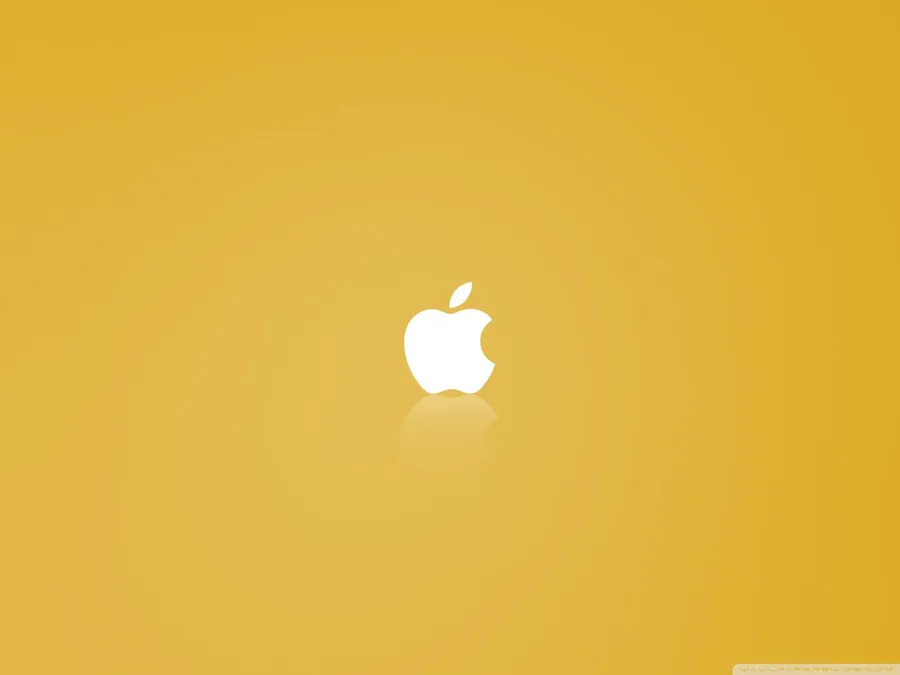 金色背景上的白色Apple標誌,帶反射