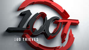 100 Thieves 電競標誌，採用大膽的紅黑3D設計。