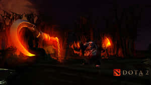 Dota 2英雄在黑暗森林中手持發光鐮刀