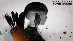 Tomb Raider 戰士剪影，帶有弓箭和火花