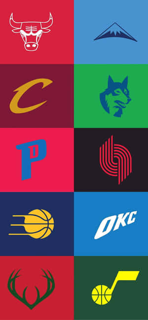 九個NBA球隊標誌排列成色彩繽紛的網格。 — iPhone 11 Pro 壁紙