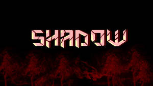在黑色背景上帶有紅色煙霧的發光粉紅和黃色3D文字SHADOW
