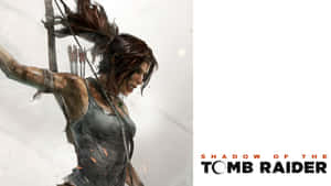 來自《Shadow of the Tomb Raider》的蘿拉·卡芙特以動態動作姿勢拉弓。