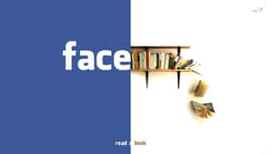 Facebook 標誌，書籍從書架上掉落。