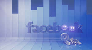 藍色背景上帶有笑臉和碎玻璃的Facebook標誌。