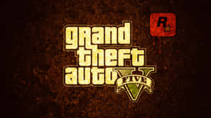 Grand Theft Auto V 標誌與 Rockstar Games 標誌於裂紋牆背景上。