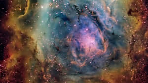 充滿活力的宇宙星雲，帶有旋轉的雲層和閃爍的星星。