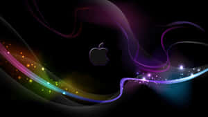 深色背景上帶有彩色發光漩渦和閃光的Apple標誌
