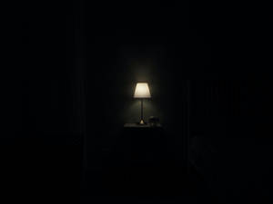 一盞燈在黑暗的臥室中柔和地發光。