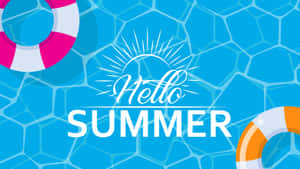 帶有救生圈和泳池瓷磚的夏日問候圖形。
