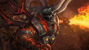 惡魔戰士在戰鬥中發射火焰爆炸 — 毀滅戰士 壁紙