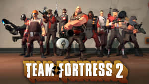 Team Fortress 2 角色身穿戰鬥裝備，手持各種武器。