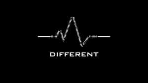 黑色背景上帶有「different」一詞的二進制波形圖案。