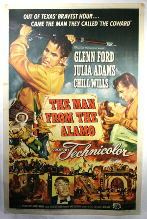 《來自阿拉莫的男人》復古電影海報，Glenn Ford 手持步槍。