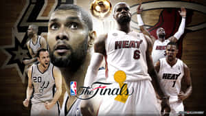 NBA總決賽籃球運動員與冠軍獎盃慶祝。 — 邁阿密熱火 壁紙
