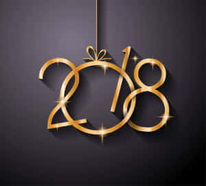 深色背景上帶閃光的金色2018掛飾