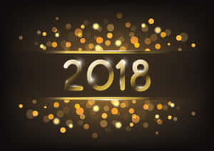 金色2018年文字配閃爍燈光用於慶祝