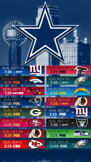 達拉斯牛仔隊 2017 NFL 賽程，附比賽時間和對手。