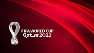FIFA世界盃卡塔爾2022官方標誌，帶紅色抽象背景。