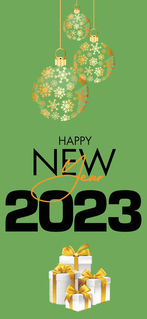 2023年新年快樂，掛飾和禮物盒的祝福。