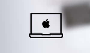 黑色線條藝術圖標，顯示螢幕上帶有Apple標誌的筆記型電腦。 — 蘋果 壁紙
