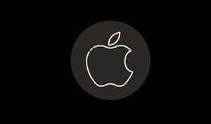 Apple標誌白色輪廓在深灰色圓形上，黑色背景 — 蘋果 壁紙