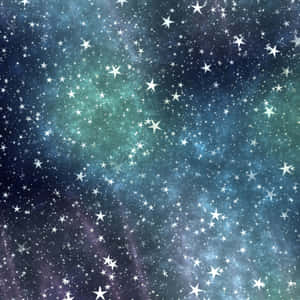 星光熠熠的夜空，有發光的星雲和散落的白色星星。