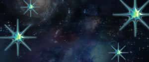 在星雲點綴的星空宇宙空間中發光的藍色星爆。