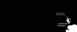 一個墜落男人的剪影，搭配極簡黑白設計中的幽默文字。
