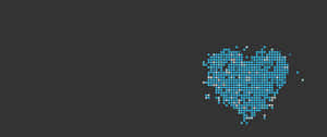 一個由藍色和白色點在深灰色背景上組成的心形。