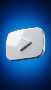一個白色YouTube播放按鈕圖示漂浮在藍色漸變背景上。