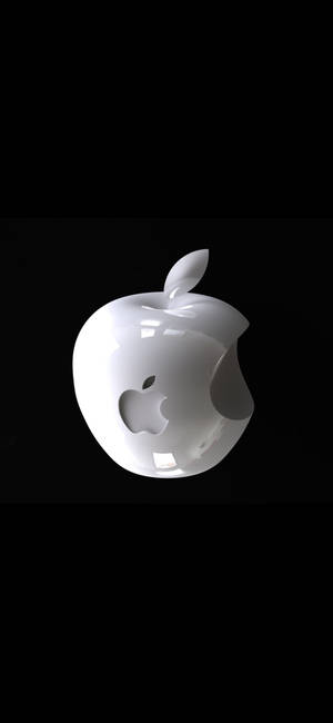 光澤白色Apple標誌帶咬痕，黑色背景