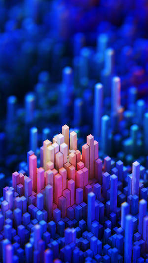 抽象3D條狀漸變色形成數位景觀。
