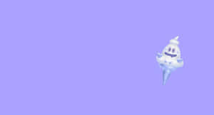一個微笑的雪糕筒鬼魂在紫色空間中漂浮。 — 淺紫色動態圖片 壁紙