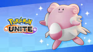 粉紅色同白色Pokémon角色漂浮，帶有遊戲標誌