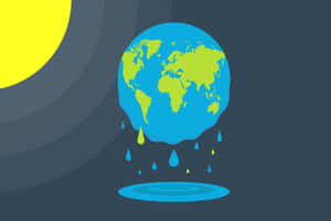 一個融化的地球儀在太陽下滴落水珠到水池中。 — 天氣 壁紙