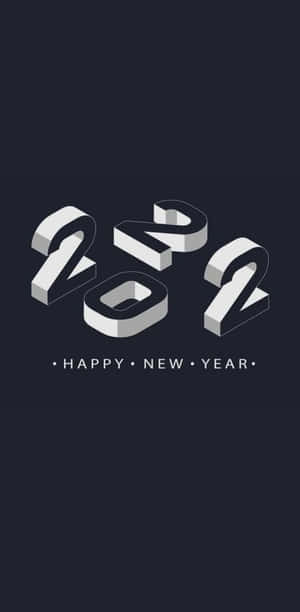 深色背景上的銀色3D 2022文字及happy new year訊息