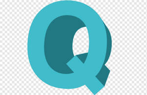 藍綠色 3D 字母 Q 圖形，背景透明。