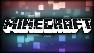 Minecraft 標誌，背景為藍色、紫色和紅色的發光像素方塊