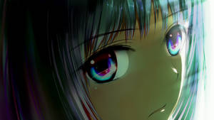 動漫少女，眼睛發光，臉上帶有淚水。 — 可愛動漫女仔 壁紙