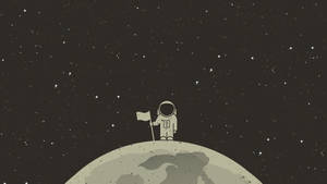 太空人在星空下的月球表面插旗 — 太空人 壁紙